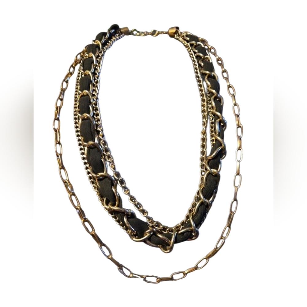 18 inch, Vintage Wrapped Black Lace Multi Chains Multi-Strand Necklace - Picture 2 of 3
